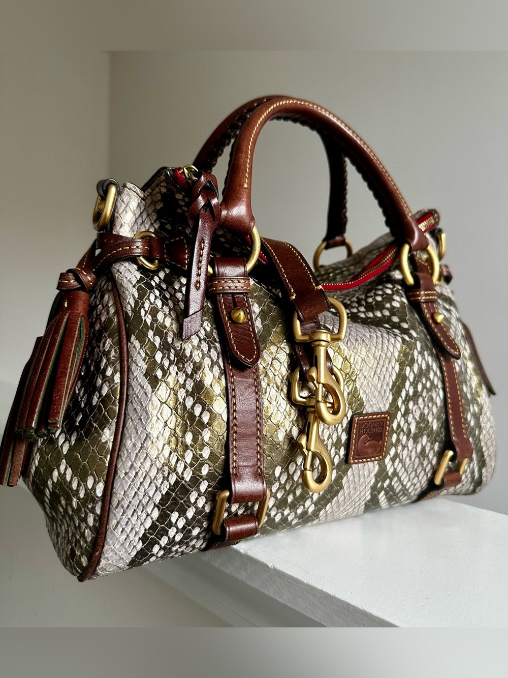 Dooney & Bourke Florentine Satchel Gold Pearl Python LIKE NEW